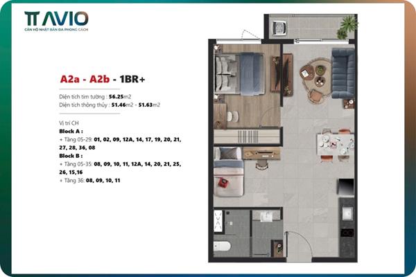 Thiết Kế Căn Hộ 2PN Mở 56m² TT AVIO – Tối Ưu Không Gian, Đẳng Cấp Sống Nhật