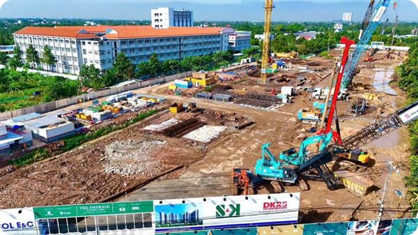 Tiến độ The Emerald Garden View tháng 12/2025: Công trường tăng tốc thi công