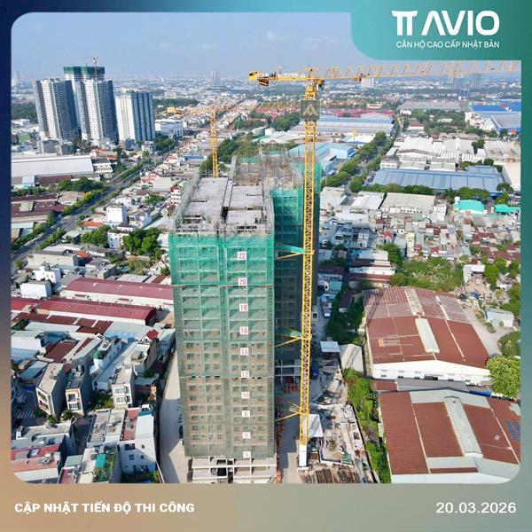 TT Avio cập nhật tiến độ mới nhất tháng 3/2026: Thi công ổn định, từng bước hoàn thiện tầng cao