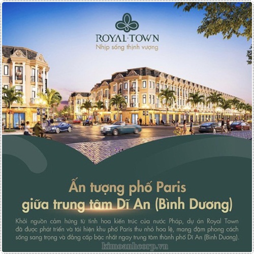 Dự án Phố Thương Mại Royal Town do Tập Đoàn Địa Ốc Kim Oanh (Kim Oanh Group) phát triển và phân phối với sản phẩm là nhà phố và shophouse thương mại tại trung tâm Thành Phố Dĩ An.
