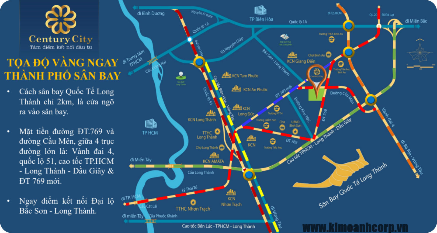 Chỉ cách sân bay Quốc Tế Long Thành 2km, Century City có tiềm năng rất lớn trong tương lai.