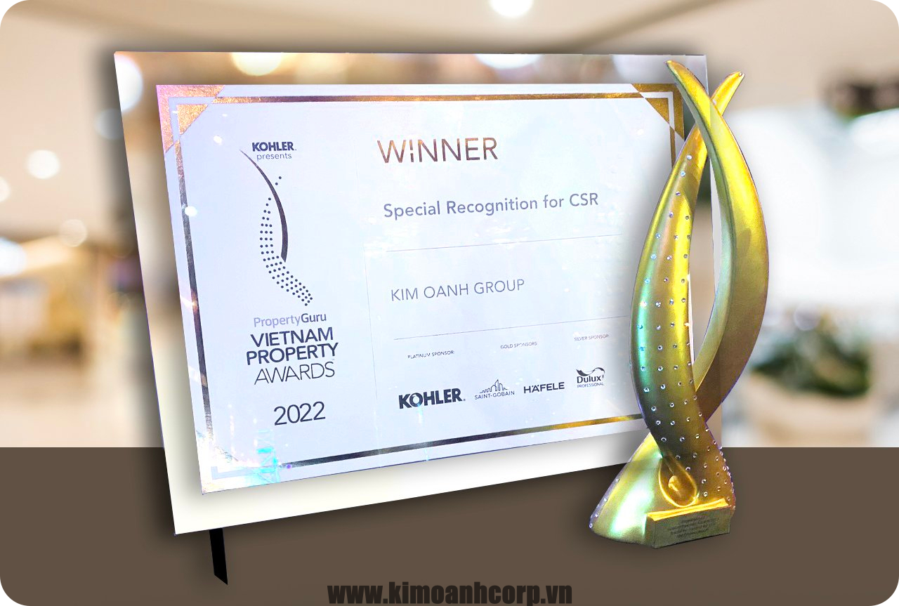 Chứng nhận giải Nhà phát triển bất động sản thể hiện trách nhiệm xã hội và có đóng góp cho cộng đồng – Winner of Special Recognition for CSR tại Lễ trao giải PropertyGuru Vietnam Property Awards